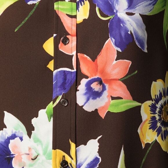Ralph Lauren Spring 2021 Collection Brown Multi Hailey Floral Print Cady Blouse - Picture 13 of 16